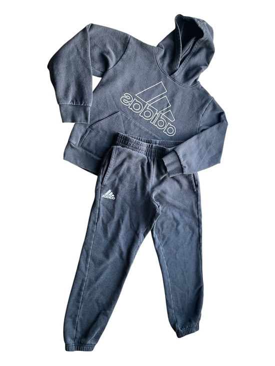 adidas Other - Adidas Sweatsuit Youth S 8 Black Hoodie Jogger Cotton Set Play Logo